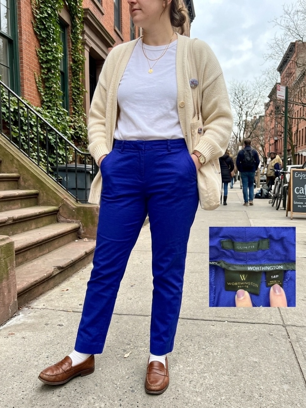 Worthington Cobalt Blue Cropped Straight-Leg Jeans